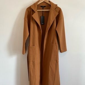 NWT long belted coat lightweight